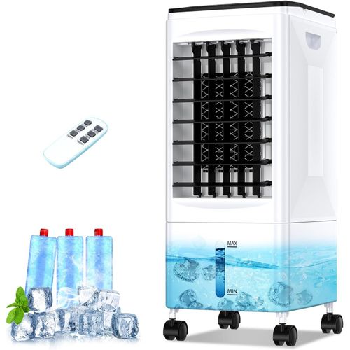 Climatiseur Mobile, 3 en 1 Rafraichisseur d'air Silencieux avec 5.5L Large Réservoir d'eau, 3 Vitesses,7H Minuteries,60°Oscillation,Sans évacuation,Climatiseur Portable pour Chambre,Cuisine,Bureau