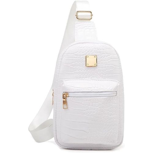 Sling Bag Femme Sac De Poitrine Petit Sac Crossbody Sac À Bandoulière Sac À Dos Sac D'Épaule Pu Cuir Sac De Poitrine Porte-Monnaie Sacs Stylés Pour Voyager, Faire Du Shopping (Blanc)[H3259]