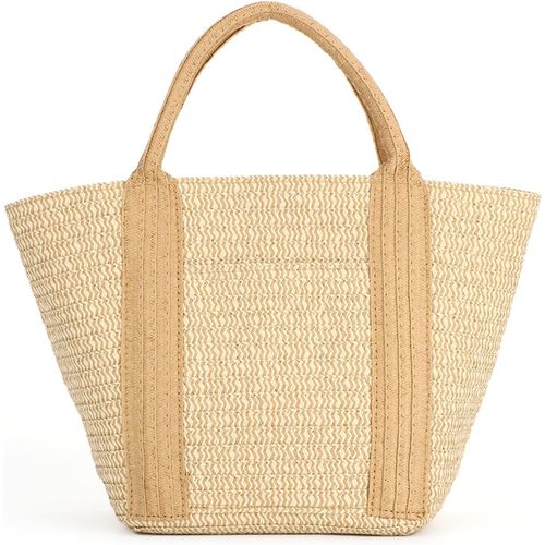 Sac À Main En Paille Pour Femmes Léger Été Bohème Cabas En Raphia Tressé Pour Plage Vacances Shopping(Marron Clair)[H504]