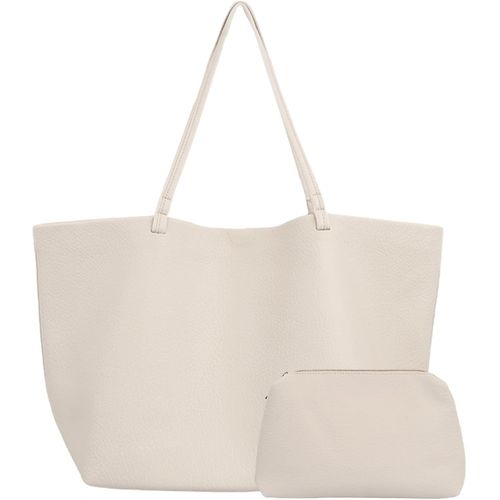 Sac Cabas Femme Pu Cuir Grande Capacité, Minimaliste Sac A Main Femme Avec Petit Sac, Grand Sac Bandoulière Femme Avec Boucle Magnétique, Doux Et Confortable Léger Et Élégant, Blanc[H1739]