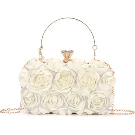 Sac Seau De Riage De Luxe Pour Femmes 2024, Sac D'embrayage De Soirée à Fleurs De Roses De