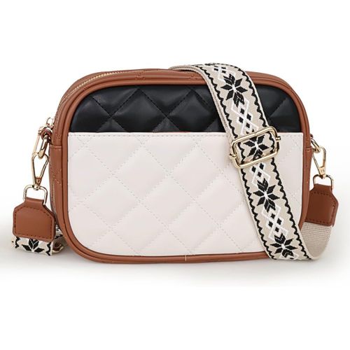 Sac À Main Femme En Cuir Pu Sac Bandoulière Avec Color-Blocking Design Crossbody Bag Avec Sangle Réglable Et Amovible Petit Sac Pour Shopping, Voyage, Quotidien[H540]