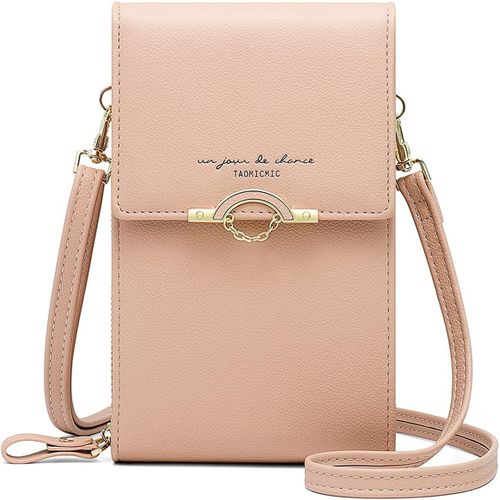 Pochette Téléphone Portable De 6,7'', Sac Telephone Portable Femme À Bouton Magnétique, Sacs Bandoulière Femme, Portefeuille Femme Cuir Pu Pour Gsm, Cb, Sacoche Femme Bandoulière, Rose[H570]