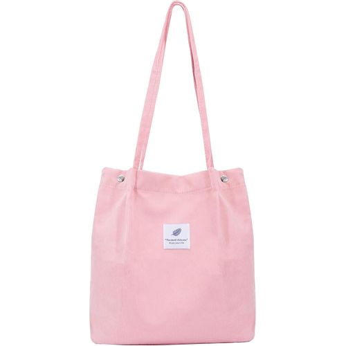 Sac A Main Femme Sac En Velours Côtelé Sac À Bandoulière Décontractée Avec Poches Pour Shopping L'École Voyages[H581]