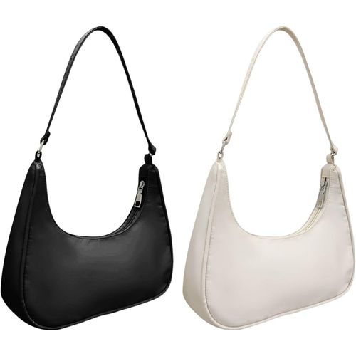 Lot De 2 Petits Sacs À Main Rétro Pour Femme, Sacs À Bandoulière Pour Filles, Sac De Fête (Noir, Blanc)[H1428]