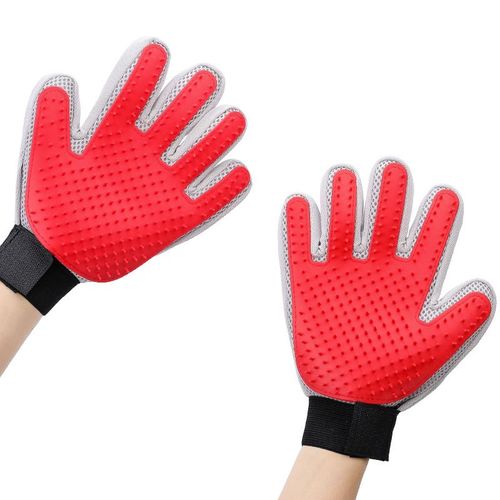 Gants De Toilettage Pour Chats - Gants Pour Poils De Chat - Gants De Toilettage Pour Chiens - Lot De 2 - 259 Mètres - Respectueux Des Animaux - Rouge