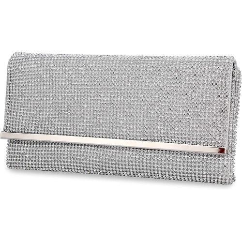 Sac De Soirée Pochette Mariage Sac À Main Femme En Bandoulière Chaîne Démontable Superbe Cadeau Pour Fête (Argent, 25,5 * 1,5 * 13Cm)[H2497]