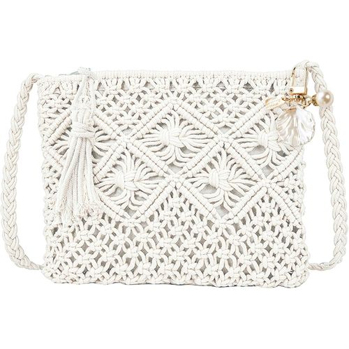 Sac À Bandoulière Blanc Pour Femme - Accessoires De Plage Tissés À La Main, Petit Sac De Paille, Sac À Main De Vacances[H1290]