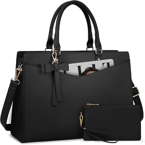 Sac Cabas Femme Grand Sac À Main Sac Ordinateur Portable 15.6 Pouces Sac De Cours Pu Cuir Avec Pochettes Et Clutches Pour Affaires Travail[H93]