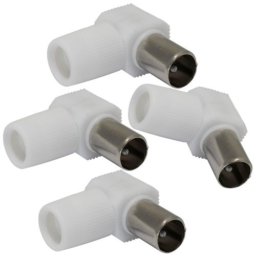 C69582 - Lot de 4 fiche connecteur d'antenne RF mâle angulaire 90° Ø9.5 mm TV pour câbles coaxiaux - SAT adaptateur prise télé coupleur