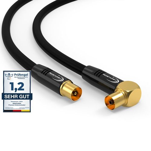 Câble d'antenne 3m Noir - Mâle à Femelle 90° coudé Coaxial - Câble Coaxial HDTV Premium pour Télévision par Câble | Câble TV : Compatible avec TV, Radio, DVB-T/T2, DVB-C, DAB