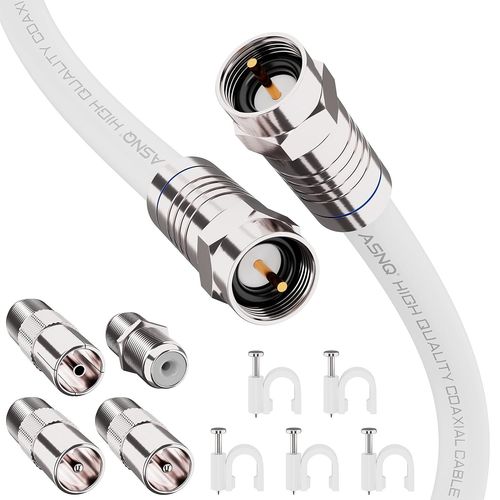 3m Lot de Cable Coaxial TV RG6 avec Connecteurs - Cable Antenne TV de qualité supérieure - Cable TV Pour Internet, TV Numérique, Satellite, Antenne - Comprend 4 Coupleurs D'extension
