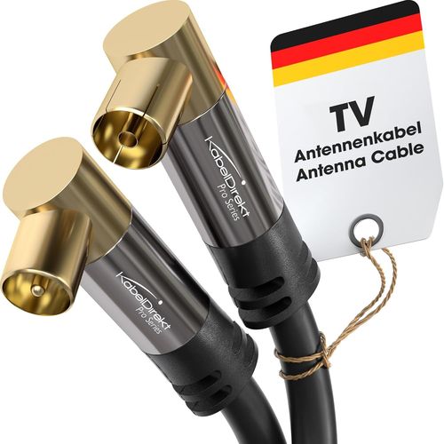 Câble d'antenne 4K, câble TV coudé à 90° - Câble TV avec fiche métallique incassable pour la télévision numérique et analogique - 3m (fiche coudée vers prise coudée pour DVB-T/DVB-S)