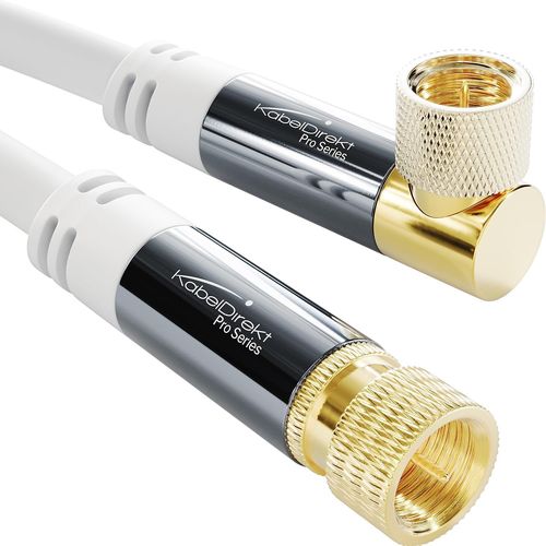 Câble Satellite & Antenne TV, Coaxial - angle 90°/droit - 1m - Câble Sat 4K, connecteurs F - Disponible en 0,5-30m (radio/TV, DVB-T, DVB-C, DVB-S/DVB-S2, internet, blanc)