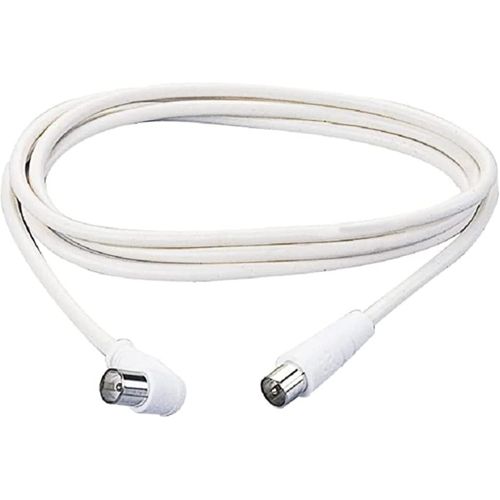PP0619XAM Câble coaxial de 1,5m pour connecter la télévision à l'antenne blanche avec prise d'antenne Tv axiale, fiche mâle