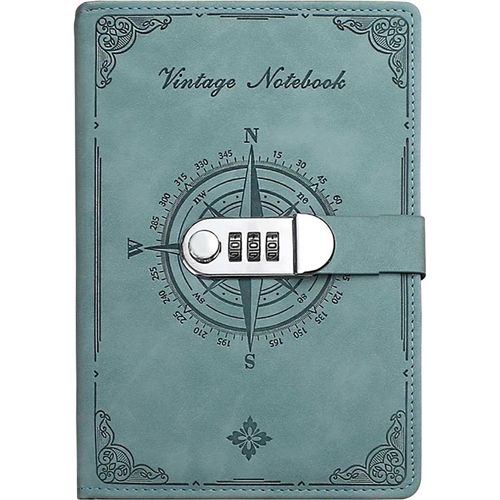 Intime Avec Code, De Voyage(Style De Boussole Vintage), Carnet De Notes Blocs Mémo, A5 Carnet Secret Pour Bureau Scolaires Étudiant Papeterie Cadeau, Taille 22x15cm