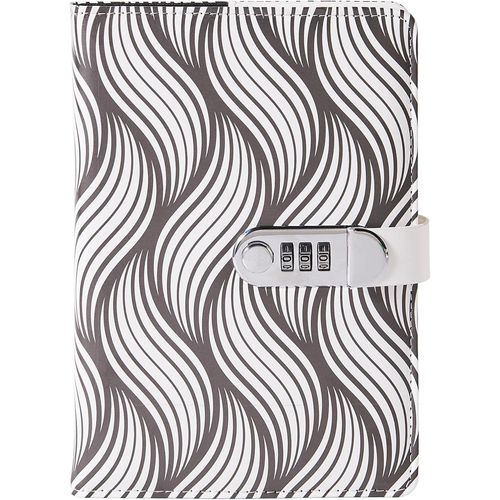 Carnet Secret, A5 Intime Avec Code, Rayures Noir Et Blanc Cahier Bloc-Notes, Magazine De Voyage Classique.[V83]