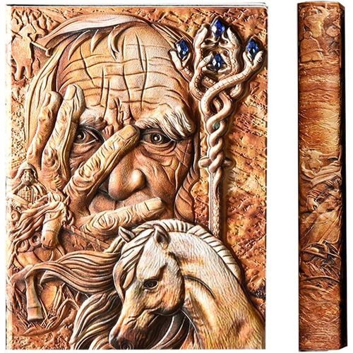 Carnet A5 Ligné Couverture Rigide, Intime Cuir Vintage, Ancien, 200 Pages, Fait Main, Cahier De Voyage Carnet De Notes Notebook Calepin, Cadeau Homme Femme, Pharaoh3d Magique, Multicolore