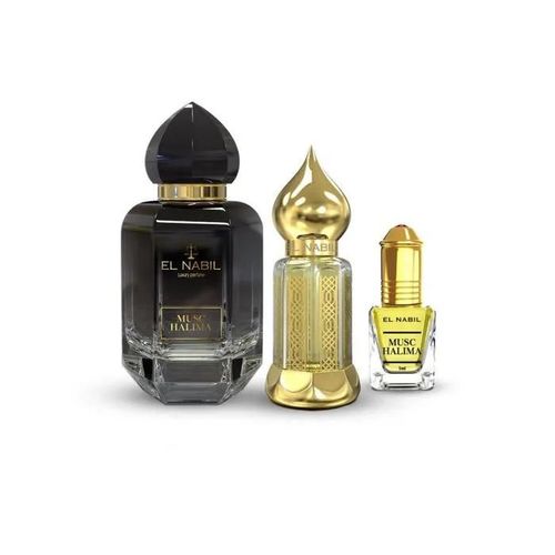 El Nabil Coffret Prestige Musc Halima Spray 65ml + 12ml Parfum + 5ml Roll On Extrait De Parfum 