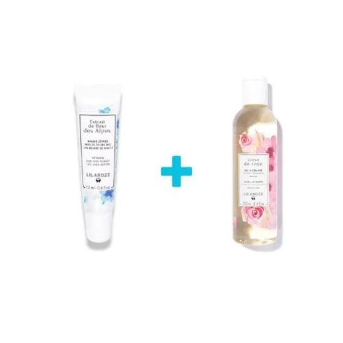 Lilaroze Paris Pack Baume À Lèvres Extrait De Fleur Des Alpes Miel De Tilleul Bio + Eau Micellaire Extrait De Rose Nettoie Et Démaqu 