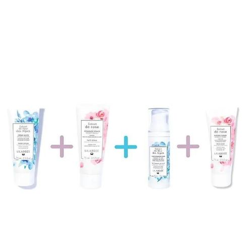 Lilaroze Paris Pack Creme Mains Extrait De Fleur Des Alpes + Gommage Visage Extrait De Rose + Fluide Premiere Rides Extrait De Fleur 