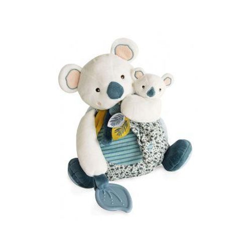 Peluche Yoca le koala 25 cm avec bebe et anneau de dentition - Pantin Activites Eveil - Set Doudou Naissance et Carte Animaux