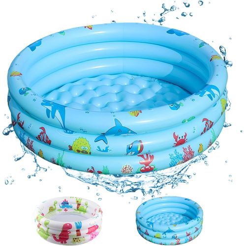 Piscine Gonflable Enfant 80 * 80 * 22cm,Three Ring Inflatable Paddling Pool,Baignoire Gonflable pour bébé,Piscine pataugeoire Gonflable Ronde (Poisson)