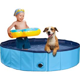 Piscine pour chiens stable|Pataugeoire pour chiens|Piscine pliable avec valve de vidange|Baignoire antidérapante|Piscine à balles pour enfants|Bain de balles avec brosse de bain & kit de rép.[Z45]