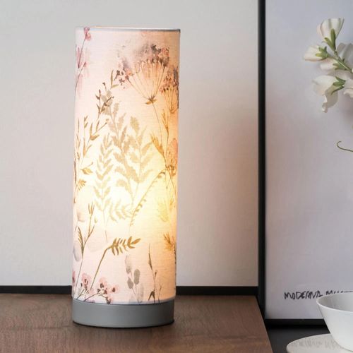 Pauleen Lampe À Poser Flowery Romance Max20w E14 Tissu/Métal Beige/Gris 230v
