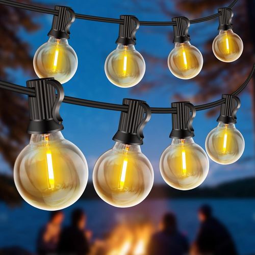 Rintea Guirlande Lumineuse Exterieure 30m, 50+2 Ampoules G40, Plug & Play, Incassable,Étanche,Guirlande Guinguette Led Connectable, Pour Jardin Balcon Maison Mariage Fête Noël Intérieur [Blanc Chaud]