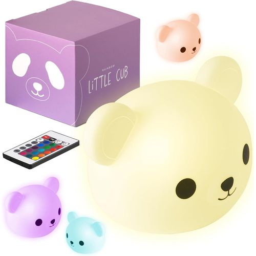 Ourson - Veilleuse De Chambre D'enfant - Usb-C Rechargeable Avec Télécommande - Lumière Multicolore Et Chaude - Silicone Douce Non Toxique - Fonction Minuterie - Ours Arc-En-Ciel