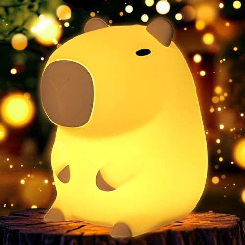 Capybara Veilleuse Enfants, Capybara Touch Control Lampe De Chevet, Recharge Usb Et Minutage, Silicone Lampe Animalière Pour Chambre À Coucher, Chambre D'enfant, Enfants, Adultes (A)