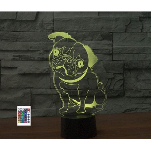 Veilleuse 3d En Forme De Chien Avec Télécommande 16 Couleurs Illusion De Lumière Led En Acrylique Lampe De Chevet Pour Chambre D'enfant Décoration De Bureau Cadeau D'anniversaire
