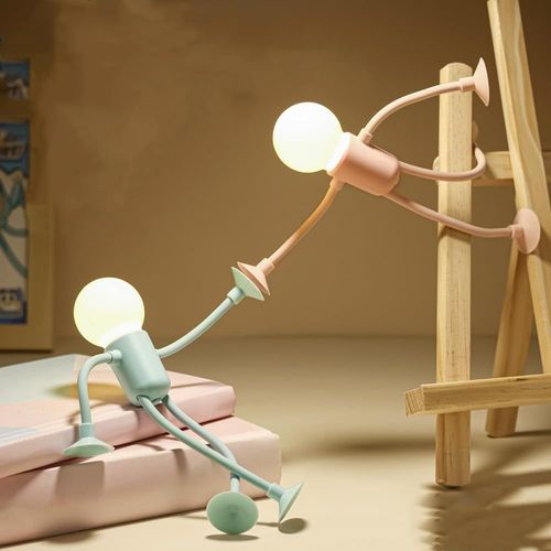 Lot De 4 Veilleuses De Sport Amusantes Avec Ventouse, Lampe Amusante Mini Lampe De Nuit À Faire Soi-Même Pour Enfants, Veilleuse Drôle De Forme Modifiable, Lampe De Nuit Créative De Dessin Animé
