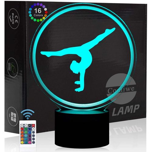 Gymnastique Yoga 3d Illusion Veilleuse Jouets,Décor De Maison Led Lampe De Chevet Table,Tactile & Télécommander 16 Couleurs,Cadeau D'anniversaire De Noël Pour Filles Enfants Amis Et Famille