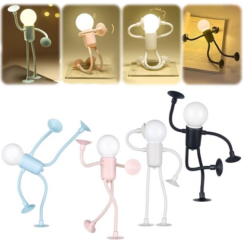 Lot De 4 Mini Veilleuses Amusantes Pour Enfants - En Forme De Bricolage - Lampe De Bureau Flexible À Ventouse - Décoration De Chambre D'enfant - Pour Garçons Et Filles