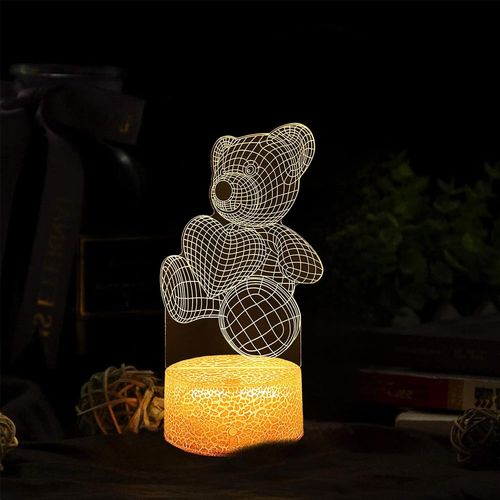 3d Veilleuse Ours En Peluche, 3d Lampe Enfant, Veilleuse 3d Illusion Led, Décoration De Chambre D'enfant Sur Le Thème De L'ours, Cadeau Créatif, Alimentation Usb 5v