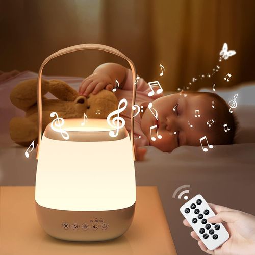 Veilleuse Bébé Lampe De Chevet Sans Fil, 12 Bruit Blanc Veilleuse Bébé Musicale Et Lumineuse,Télécommande 16 Couleurs Veilleuse Enfant Veilleuse Adulte,Lampe Rechargeable Lampe Chevet Enfant