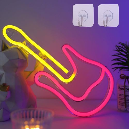 Applique Murale Néon À Led Avec 2 Crochets Alimentée Par Piles/Usb Pour Maison, Chambre À Coucher, Décoration De Fête De Noël (Rouge/Jaune)[Led5263904]