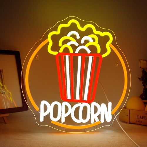 Panneau Néon Popcorn Pour Décoration Murale, Lumière Néon À Intensité Variable, Panneau Lumineux Usb Pour Cinéma D'Affaires, Cinéma, Snacks, Salle De Cinéma, Bar, Cinéma Maison, Fê[LED5260902]