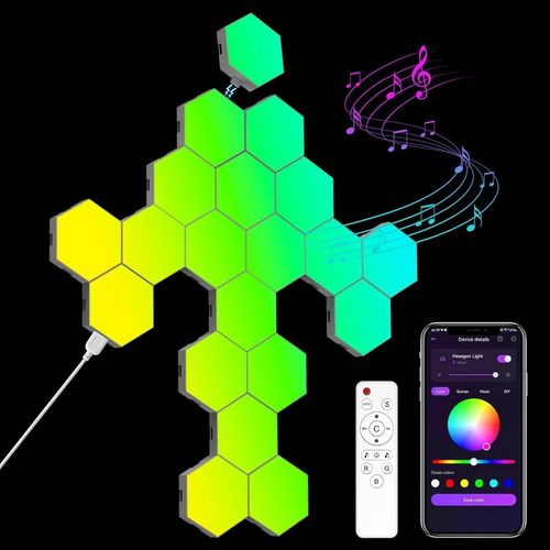 Lot De 20 Panneaux Led Rvb Hexagonaux - Applique Murale De Jeu Intelligente - Synchronisation De La Musique Lampe Modulaire - Cadeau Pour Décoration De Salle De Jeu[Led5263938]