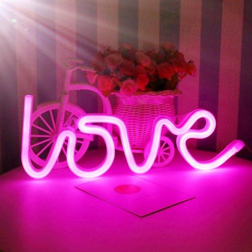 Neon Light Love Led Veilleuse Pour Cadeau D'enfant, Décoration Murale Chambre, Fête D'anniversaire, Noël, Décoration De Mariage Rose[Led5261394]