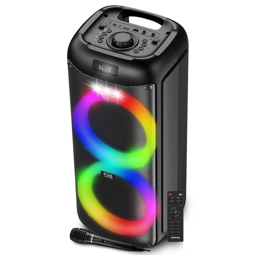 Enceinte Sonorisation Autonome sur batterie à LED - Pickering PANTHER P28 - 500W, Bluetooth USB SD, 6 modes Equaliseurs, Téléco