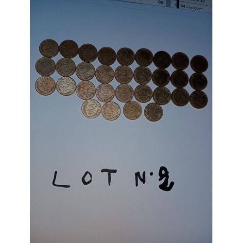 Lot De 31 Pieces De 5 Centime Française Annee 1966 A 1998 Manque La N°67 Et 89 Lot N°2
