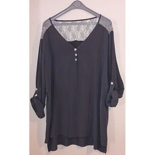 Tunique Gris Acier Avec Empiècement Dentelle Taille 5xl
