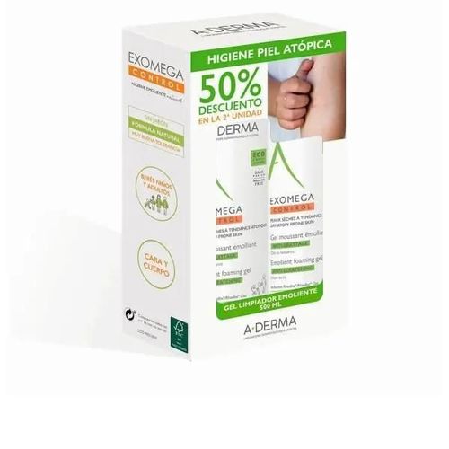 Gel Espumoso Emoliente A-Derma Exomega Control - Lot De 2 - Peaux Sèches - Hypoallergénique 