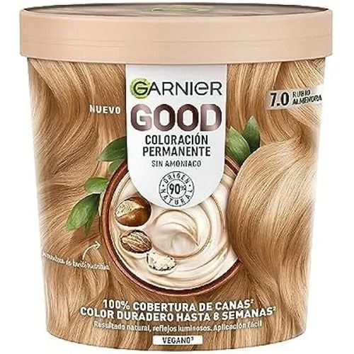 Coloration Permanente - Garnier - 7.0 Rubio Almendra - Sans Ammoniaque - Crème - Pour Tous Types De Cheveux 