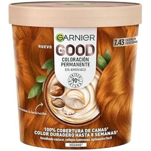 Coloration Permanente - Garnier - 7.43 Cobrizo Cúrcuma - Sans Ammoniaque - Crème - Pour Tous Types De Cheveux 
