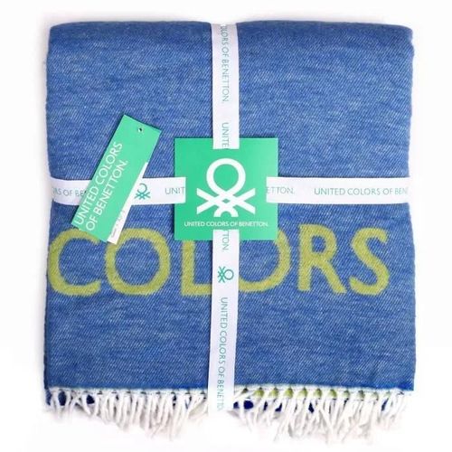 Casa Benetton 60 % Coton / 40 % Acrylique 320 G/M2 Couverture, 140x190 Cm, Bleu Et Vert