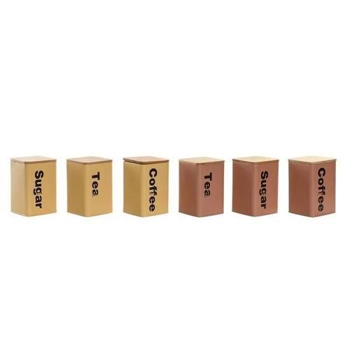 Pot En Métal Couvercle En Bambou De 14cm Set De 6 Couleur Terracotta Et Miel